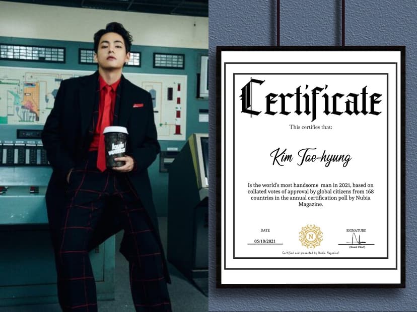 Kim Taehyung Officially Certified As The World’s Most Handsome Man In 2021